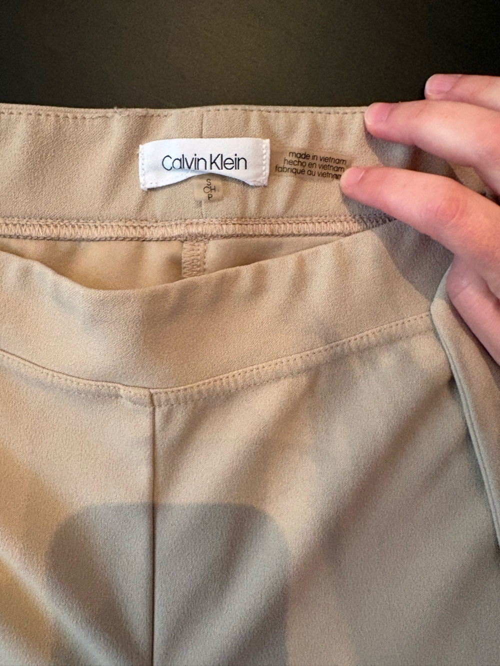 Calvin Klein Chic High-Rise Wide Leg Pants in Beige - Picture 6 of 6